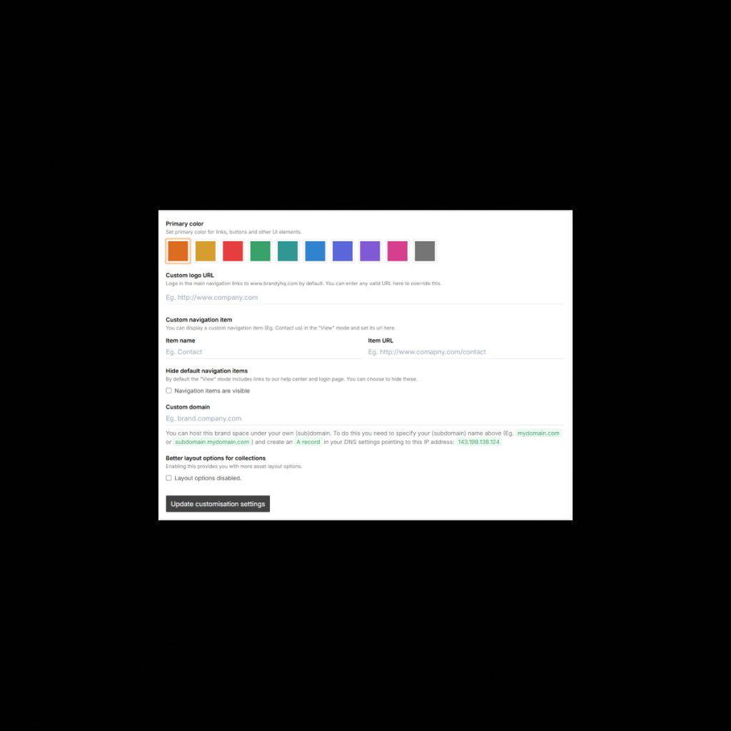 Brandy’s Custom Branding feature